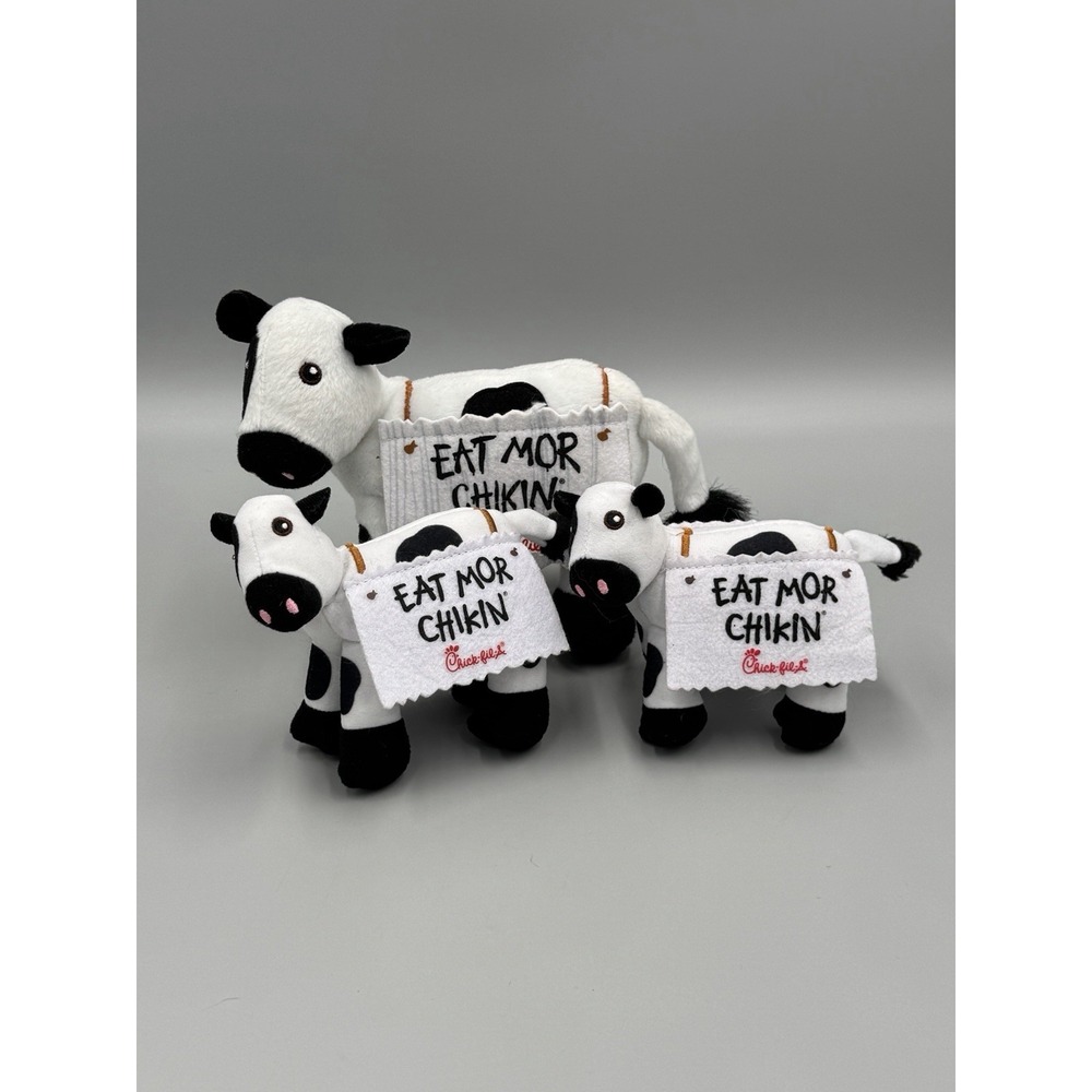 Chick-fil-A Mini Cows Plush Eat Mor Chikin Small Stuffed Animal Set Of 3